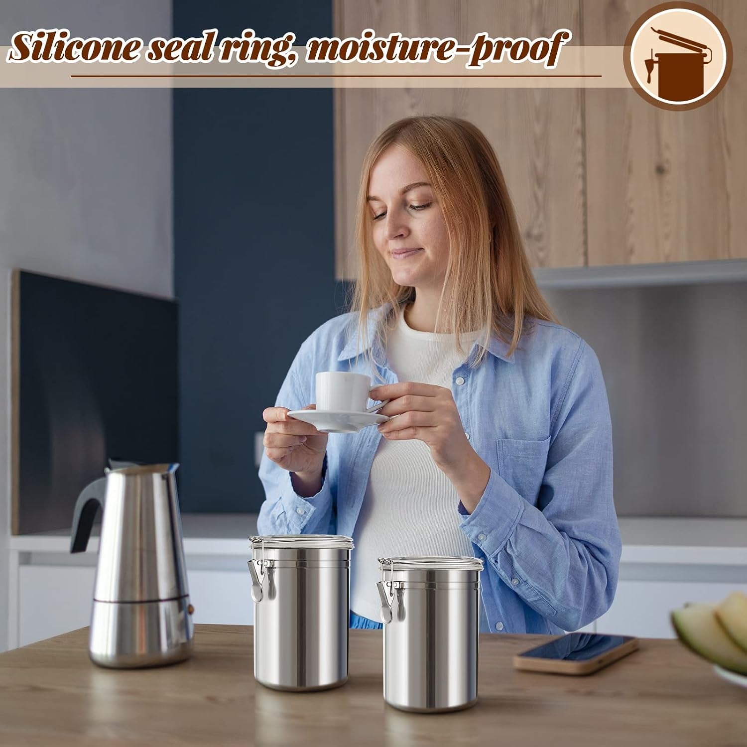 6 Pcs Stainless Steel Kitchen Canisters 62 Fl Oz