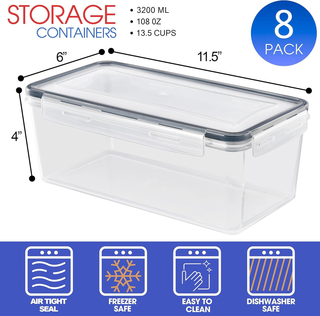 Airtight Food Storage Containers, Plastic Pantry Bins (8 Pack)
