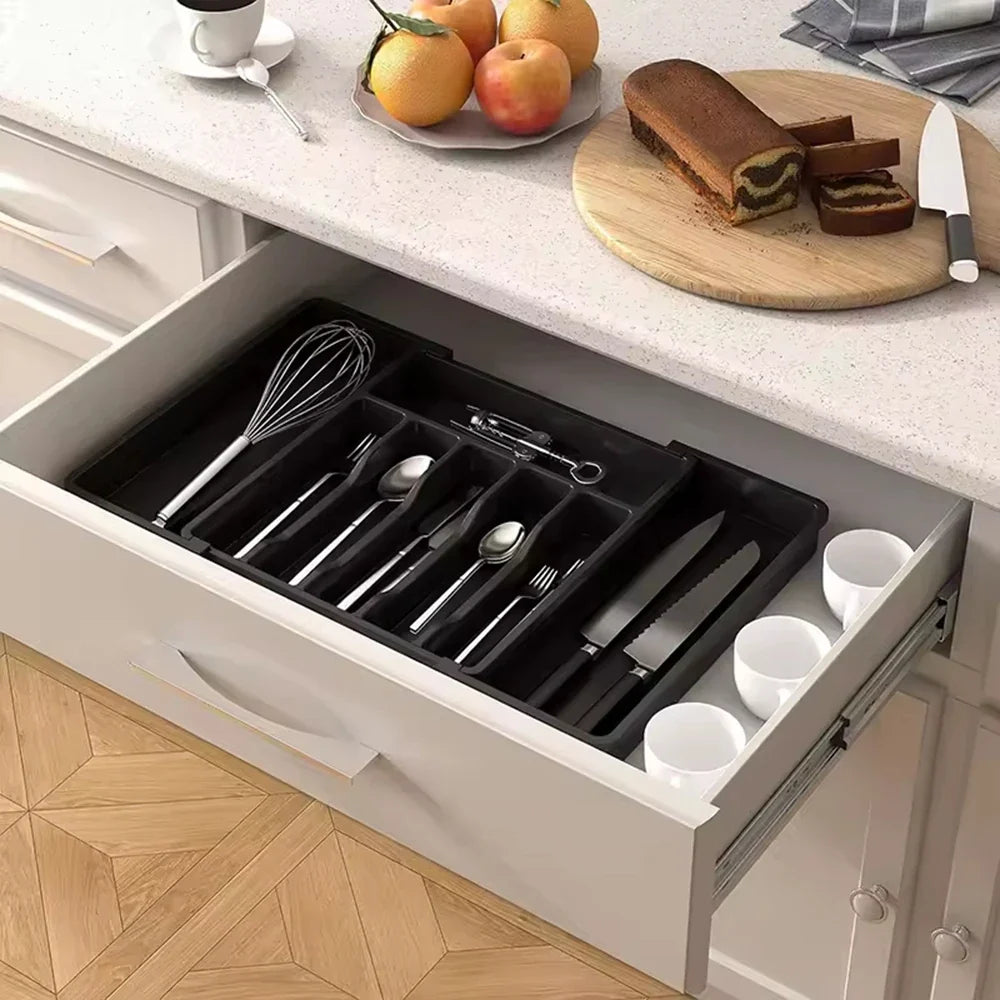 Expandable Cutlery Drawer Organizer – Adjustable Silverware Tray