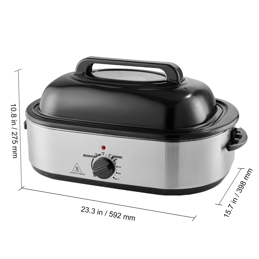 Electric Roaster Oven, 18 QT Turkey Roaster Oven with Self-Basting Lid, 1450W Roaster Oven with Defrost & Warm Function, Adjustable Temperature, Removable Pan & Rack, Fits Turkeys up to 22LBS