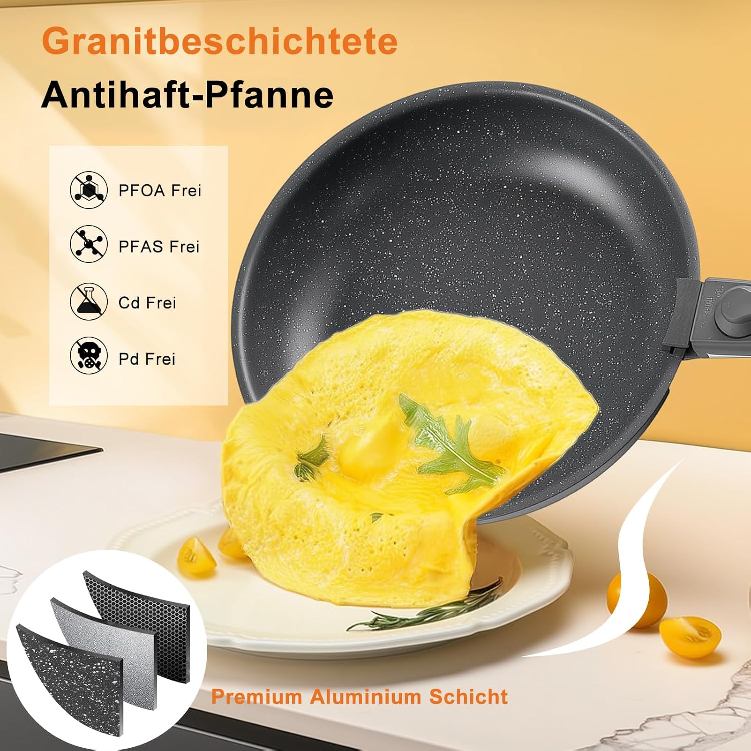 12 Pcs Pots and Pans Set, Nonstick Kitchen Induction Cookware Suit with Detachable Handle, Dishwasher Oven Safe, Black