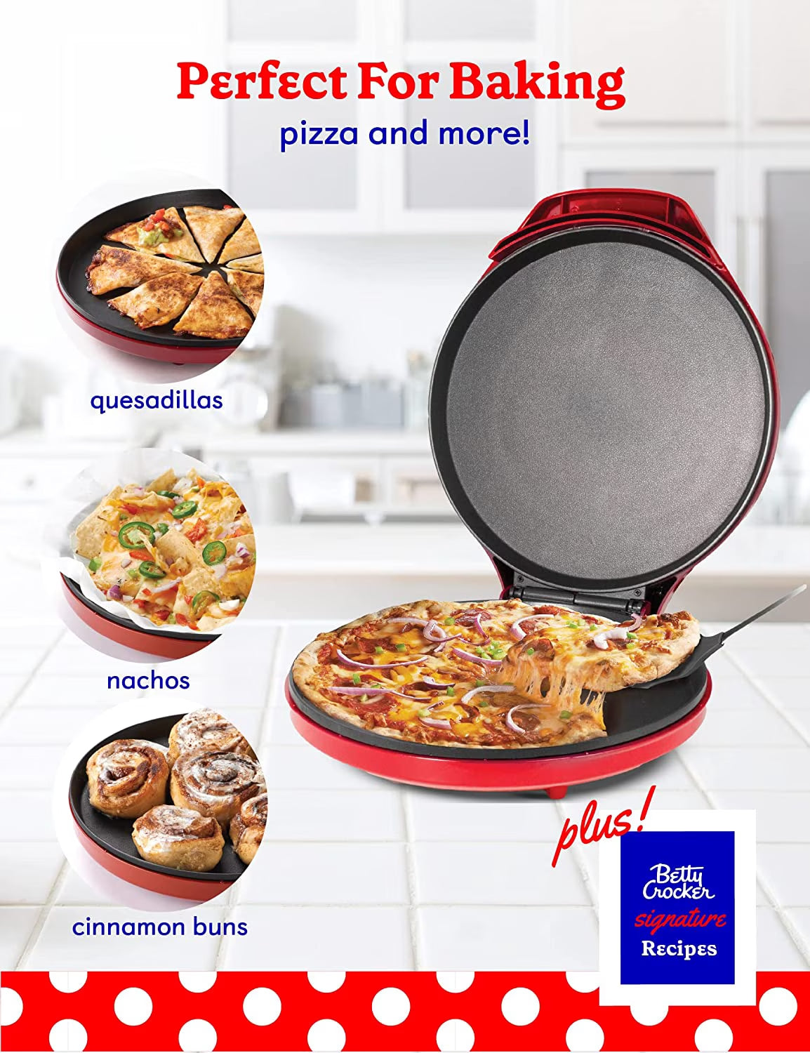 12-In. Pizza Maker, Red, BC-2958CR