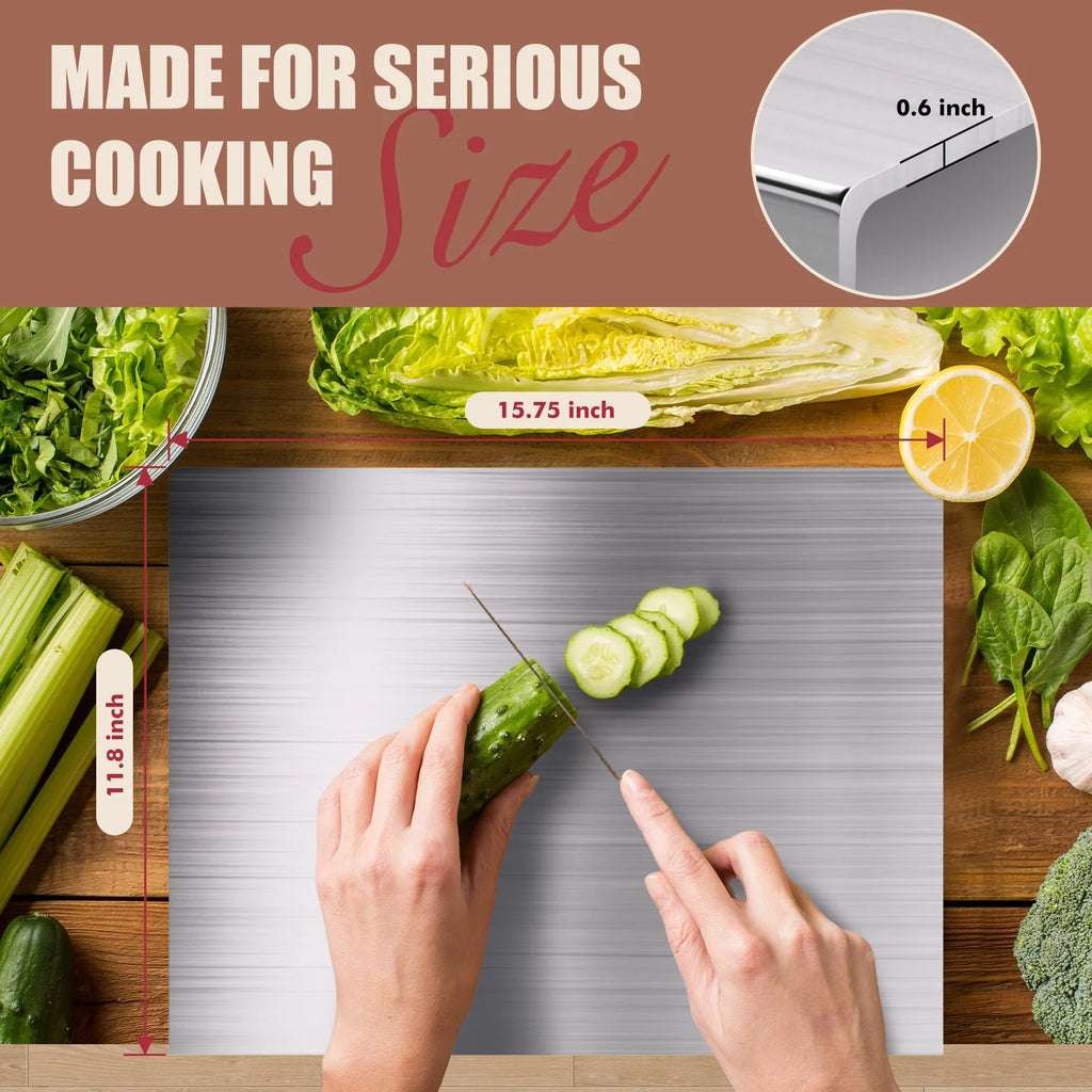 Large Stainless Steel Cutting Boards for Kitchen, Cutting Board for Meat, Fruits, Vegetables, Bread