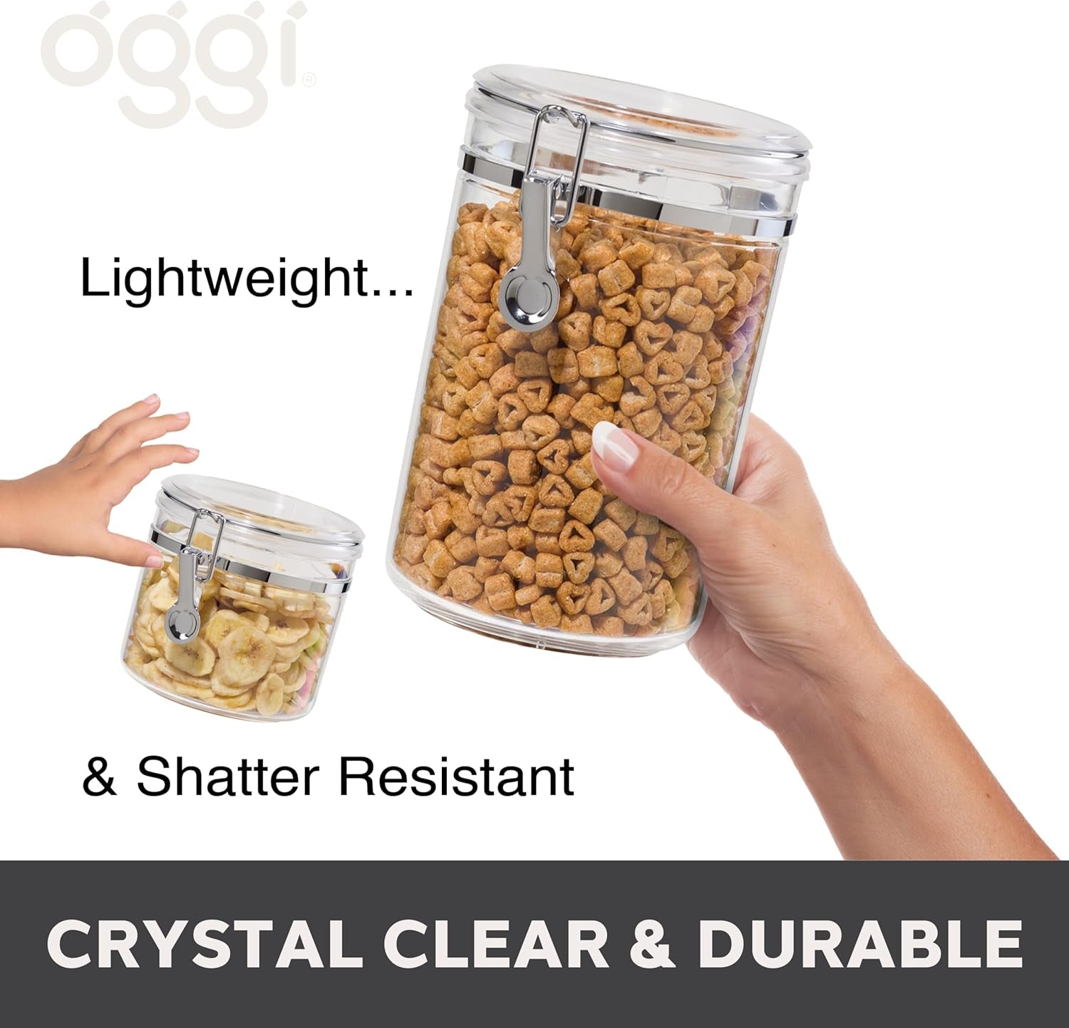 4Pc Clear Canister Set with Clamp Lids Airtight Containers in Sizes Ideal for Kitchen & Pantry Storage of Bulk, Dry Foods Including Flour, Sugar, Coffee, Rice, Tea, Spices & Herbs