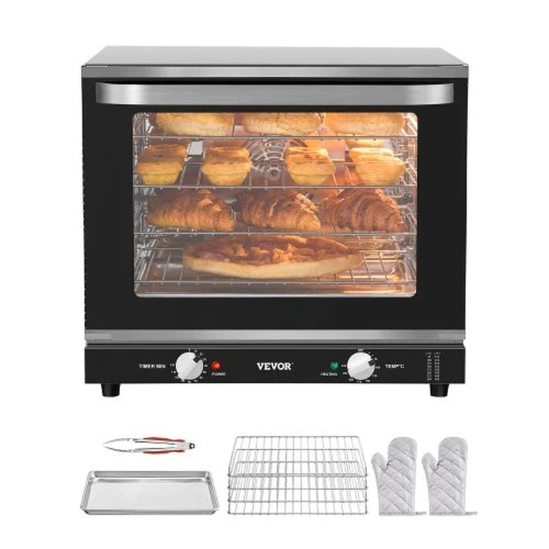 Commercial Countertop Oven, 66L 4-Tier Toaster Ovens with Tempered Glass Door, Wire Racks & Tray, 2800W Stainless Steel Baking Ovens for Restaurant Bakery (AC208~240V, 60Hz, 6-20P Plug & Output)