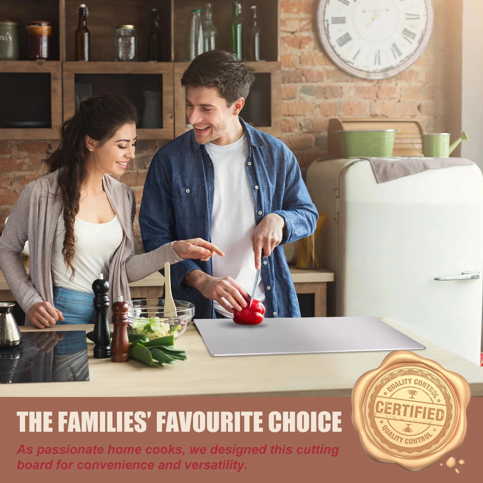 Large Stainless Steel Cutting Boards for Kitchen, Cutting Board for Meat, Fruits, Vegetables, Bread