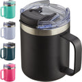 12Oz Insulated Travel Coffee Mug with Handle, Black