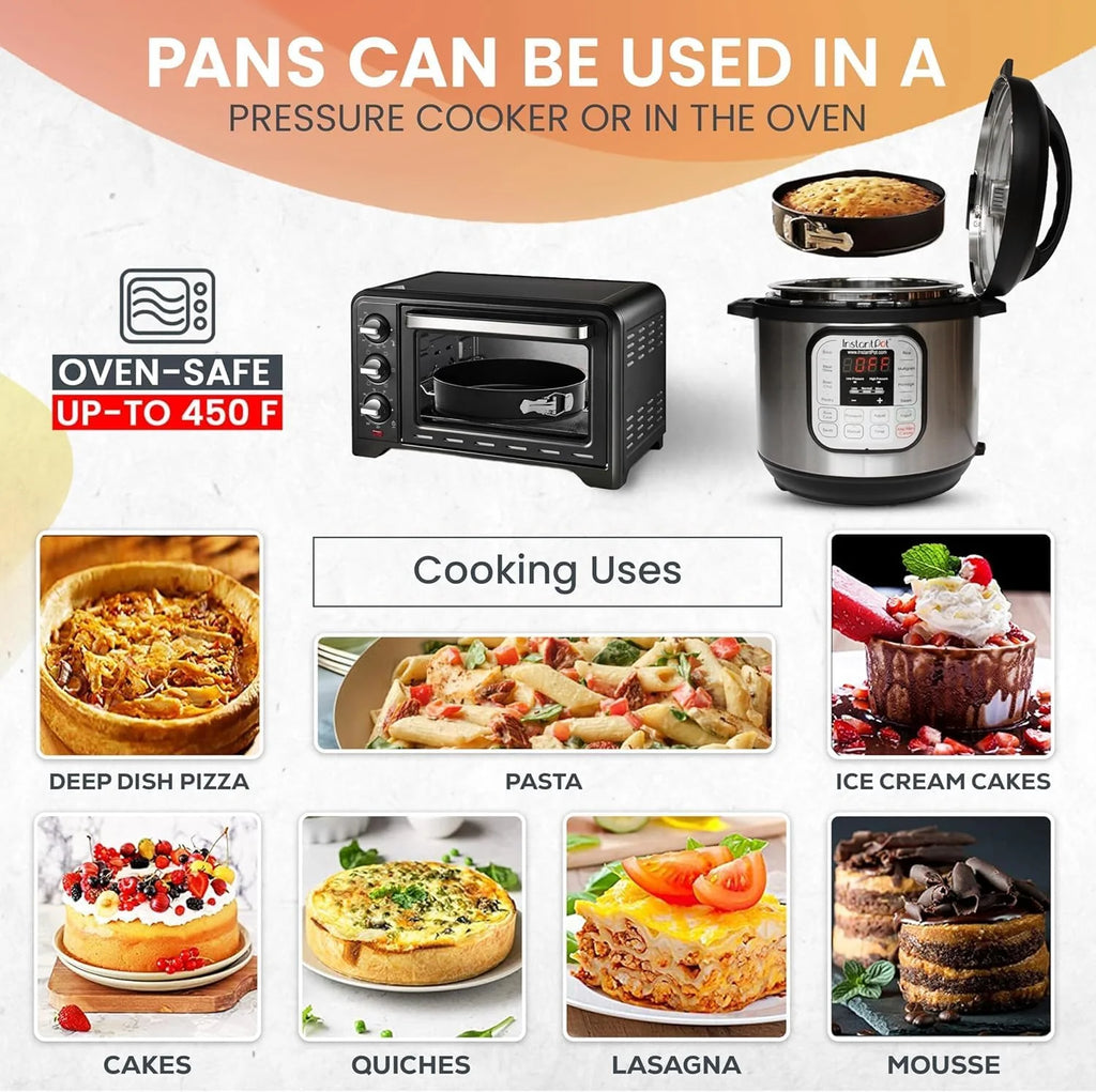 Springform Pan Set of 3 - Non-Stick Leakproof round Cake Pans (6", 8", 10") with 90 Pcs Parchment Paper Liners and Bonus Ebook - Perfect for Cheesecakes, Baking, and More!"