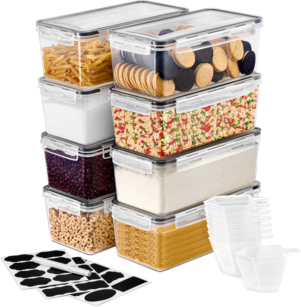 Airtight Food Storage Containers, Plastic Pantry Bins (8 Pack)