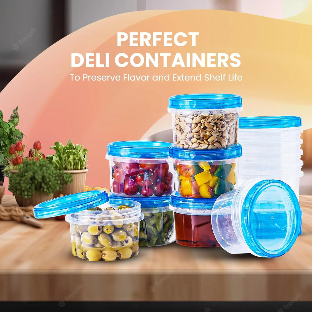 24 Pcs Freezer Storage Containers with Lids-(16Oz) 12 Food Storage Containers with 12 Twist Top-Deli Container for Soup-Reusable Plastic Box for Lunch, Gym, Travel
