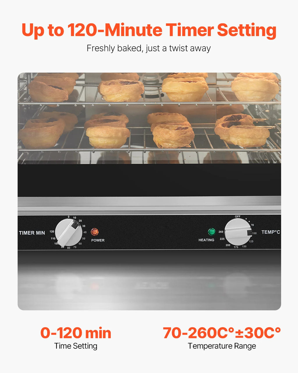 Commercial Countertop Oven, 66L 4-Tier Toaster Ovens with Tempered Glass Door, Wire Racks & Tray, 2800W Stainless Steel Baking Ovens for Restaurant Bakery (AC208~240V, 60Hz, 6-20P Plug & Output)