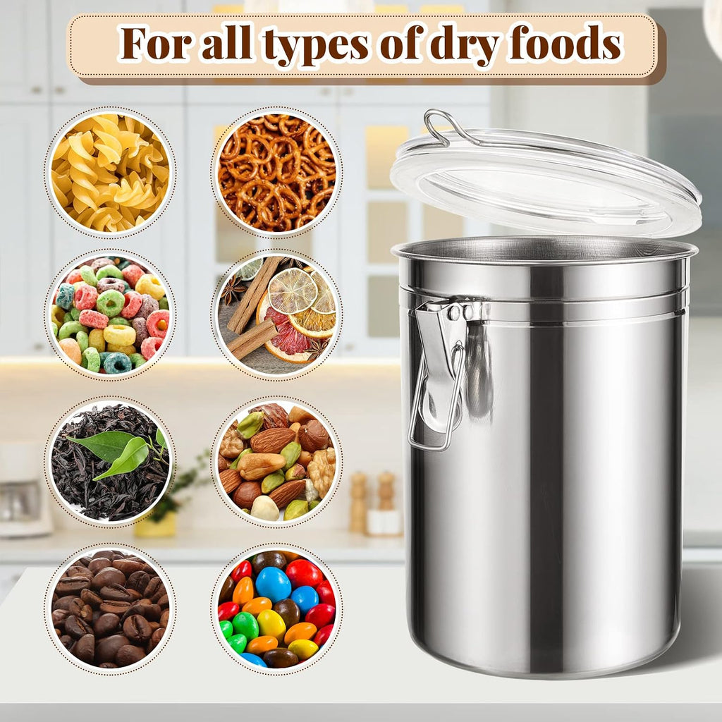 6 Pcs Stainless Steel Kitchen Canisters 62 Fl Oz