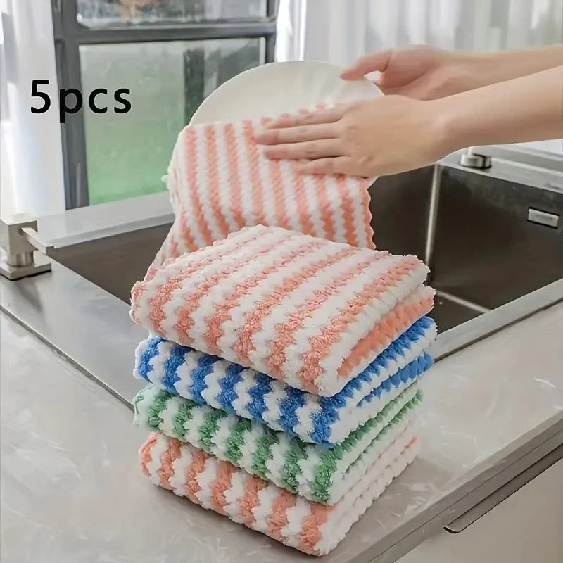 Coral Fleece Dishcloth Set (10/40 PCS) – Super Absorbent Thickened Kitchen Cleaning Cloths, Non-Scratch Wipe Towels for Dishes, Glass & Windows