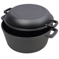 One in One Pre Seasoned Cast Iron Dutch Oven with Dual Handles, Outdoor Camping Deep Pot, with 2 Silicone Handle Covers