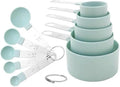 Measuring Cups and Spoons Set, 10-Piece Stackable Kitchen Tools with Stainless Steel Handles, Nesting Measurement Gadgets for Cooking & Baking (Mint Green)