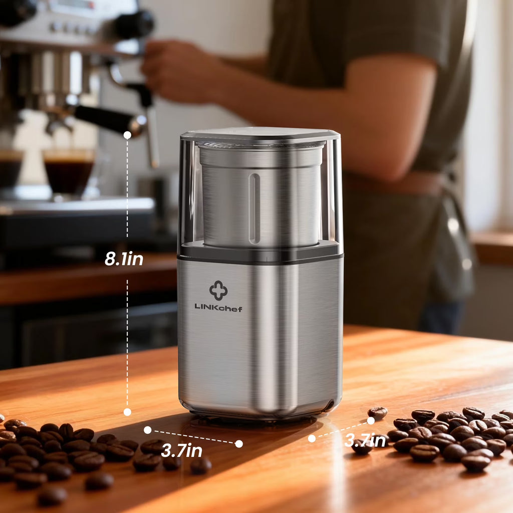 Coffee Grinder, Spice Grinder with 4 Blades for Coffee Beans, Spice, Tea - New (Silver)
