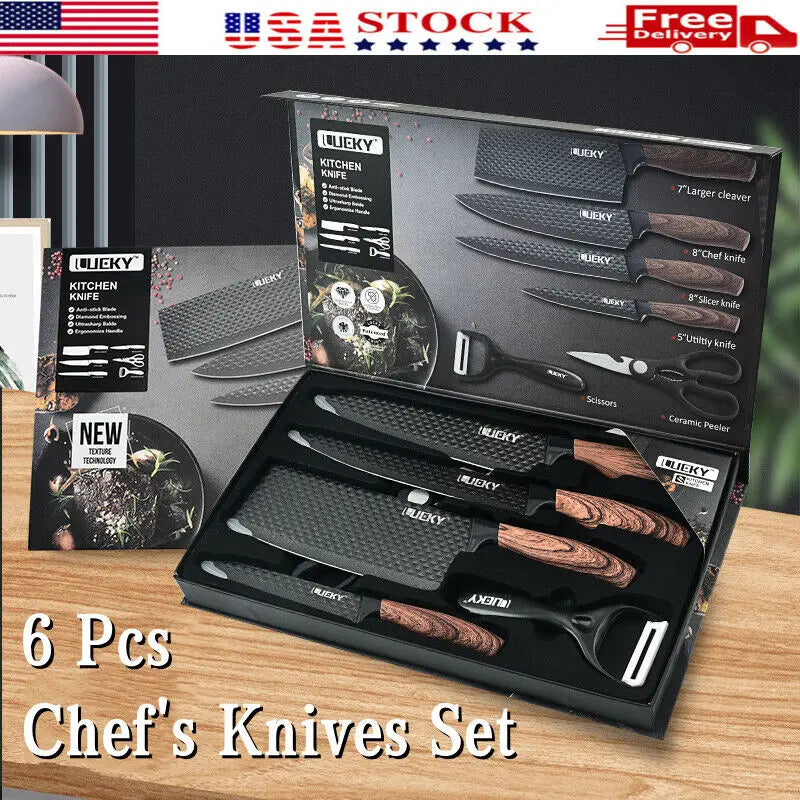MDHAND Kitchen Knife Set Stainless Steel Knife, 6-Piece Kitchen Tool Set, Fruit Knife, Essential Cooking Tools for Restaurants