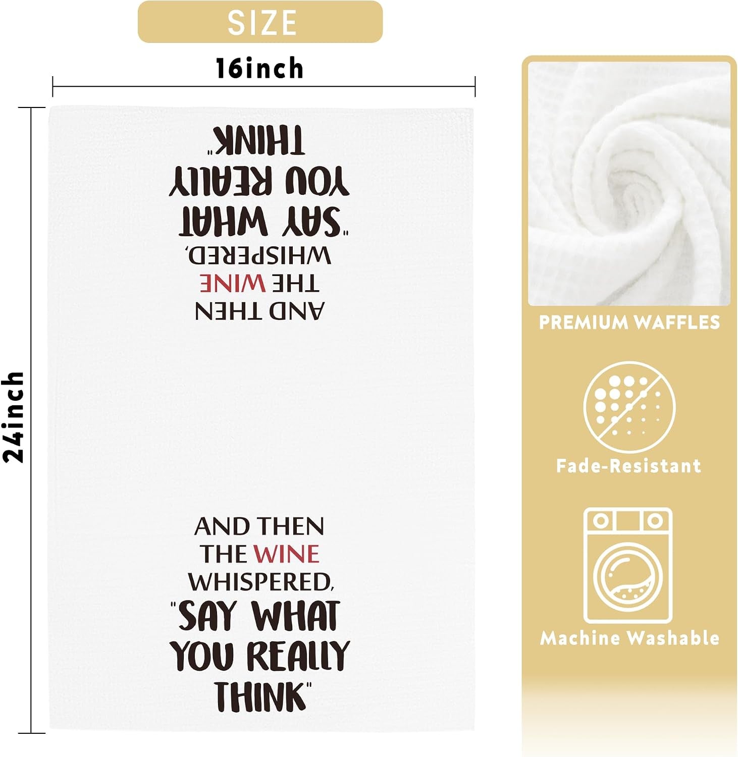 Funny Wine Lovers Kitchen Towels Gifts, Wine Lovers Hand Towels Decoration for Bathroom (16X24 Inches)
