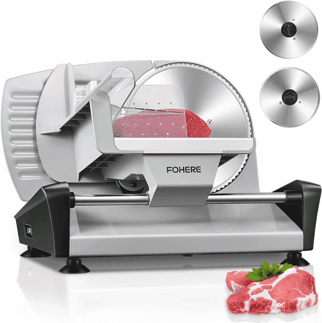 Meat Slicer Electric Deli Food Slicer with 7.5" Removable Stainless Steel Blade, Cuts Meat, Cheese, Bread, Silver