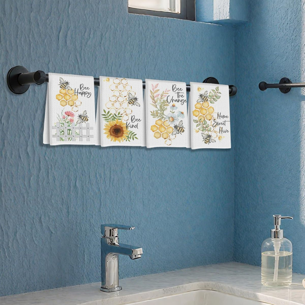 4 Pcs Funny Honey Bee Decor Kitchen Towels Dish Towels