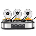 R 3X1.5 Quart 3 Basins Removable Ceramic Pots Food Warmer Stainless Steel Triple Slow Cooker Buffet Serve