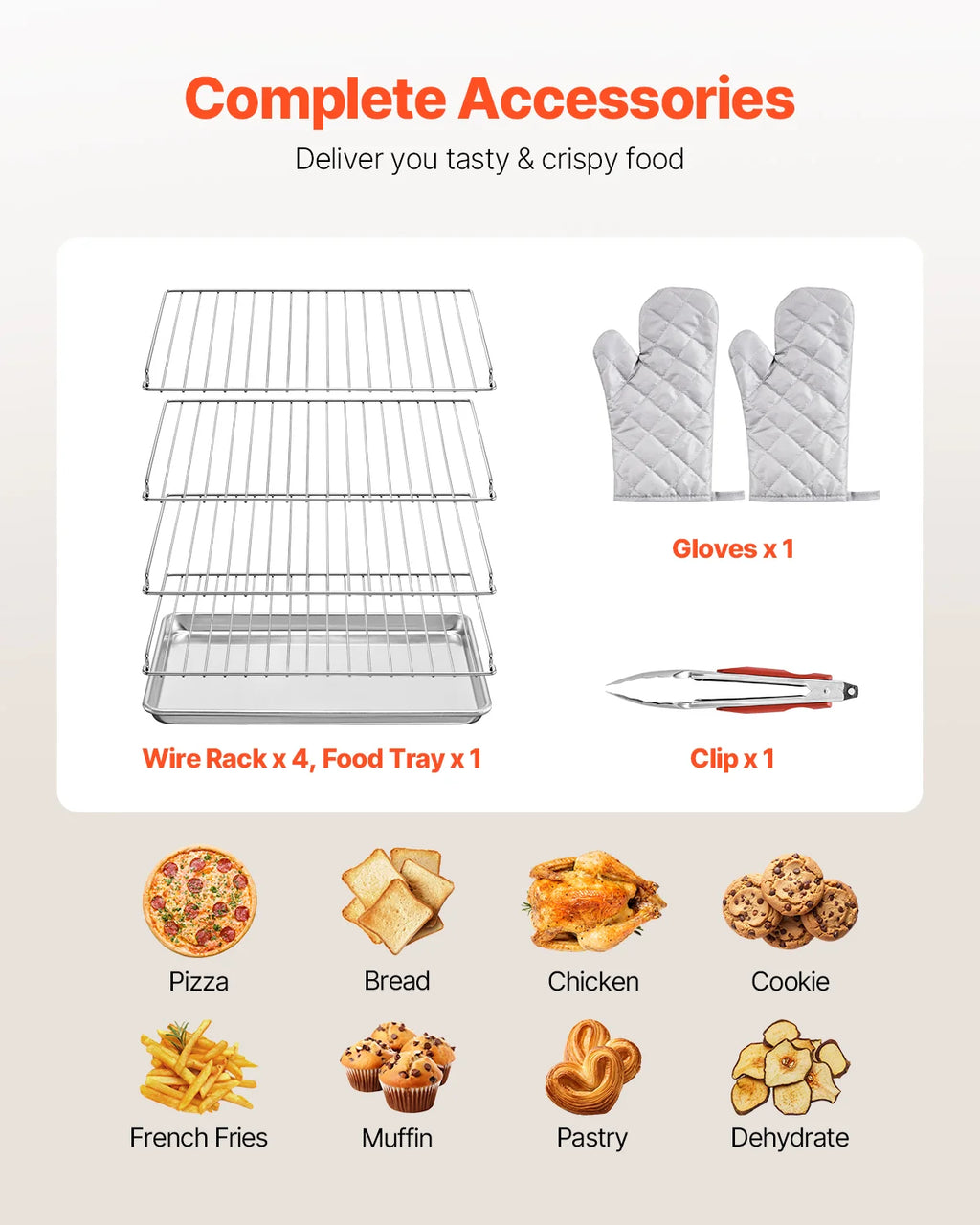 Commercial Countertop Oven, 66L 4-Tier Toaster Ovens with Tempered Glass Door, Wire Racks & Tray, 2800W Stainless Steel Baking Ovens for Restaurant Bakery (AC208~240V, 60Hz, 6-20P Plug & Output)