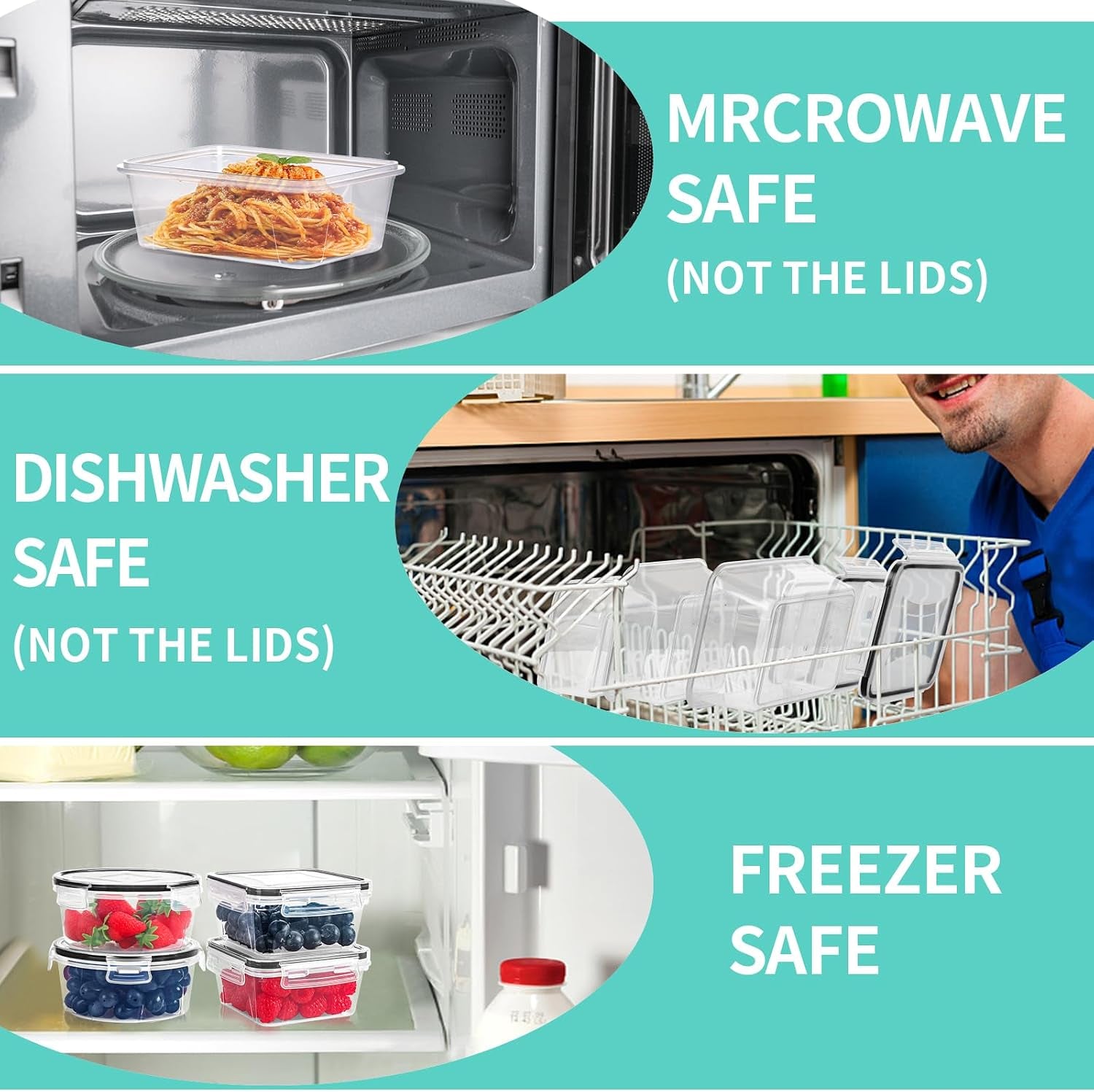 72 Piece Food Storage Containers Set with Airtight Lids (36 Containers & 36 Lids), Plastic Leak-Proof Kitchen Storage Containers for Pantry Organizers and Storage - Meal Prep, Lunch Containers