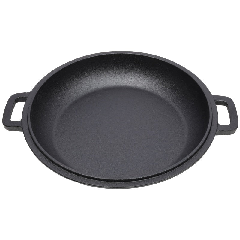 One in One Pre Seasoned Cast Iron Dutch Oven with Dual Handles, Outdoor Camping Deep Pot, with 2 Silicone Handle Covers