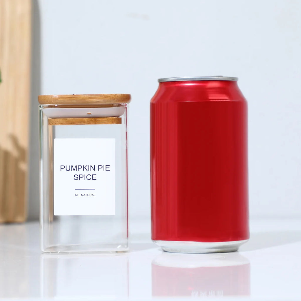 12 Pcs Square Spice Jars with 72 Stickers, Kitchen Pepper Jars for Salt Seasoning, Snacks, Tea, Coffee
