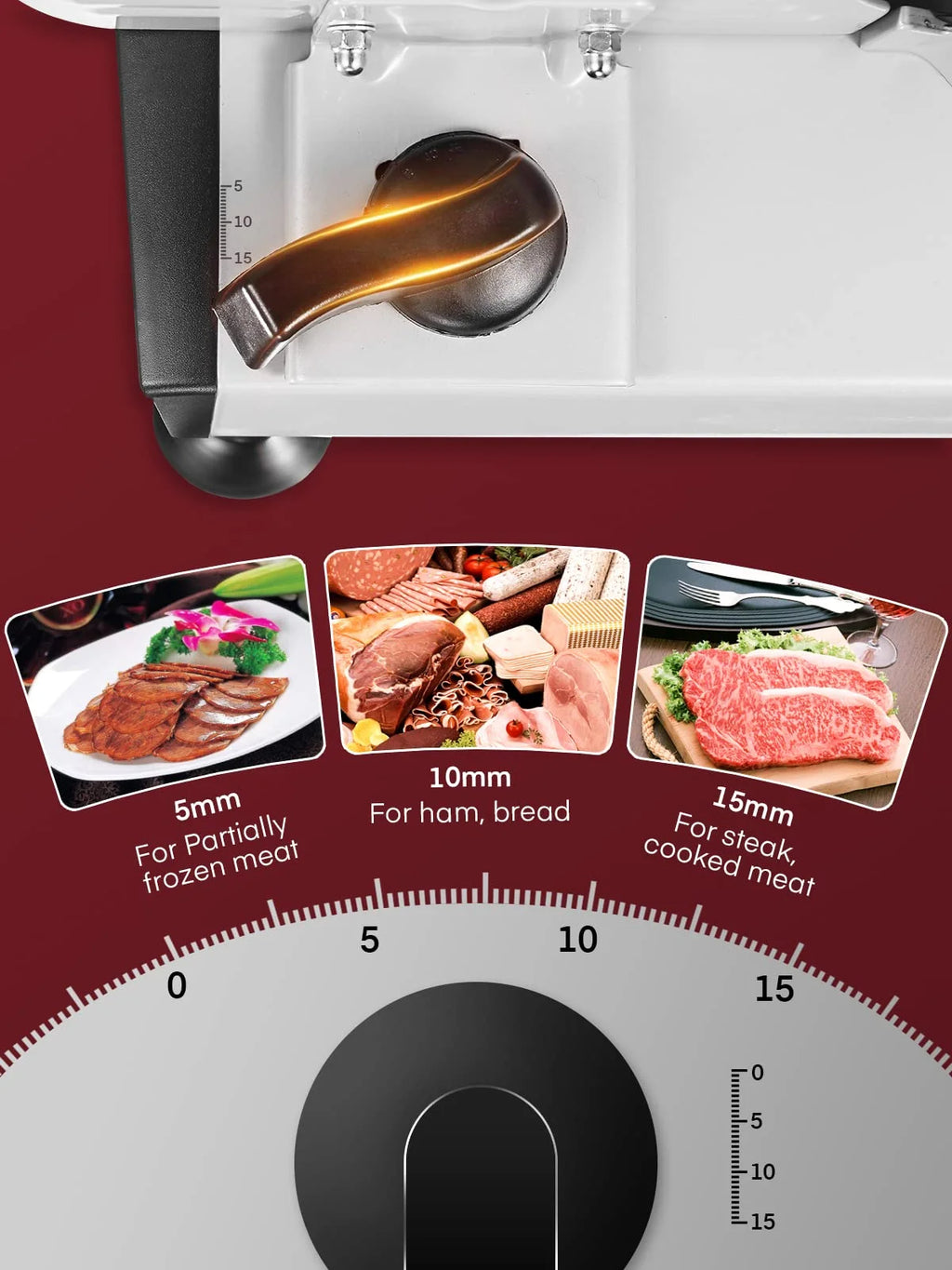 Meat Slicer Electric Deli Food Slicer with 7.5" Removable Stainless Steel Blade, Cuts Meat, Cheese, Bread, Silver