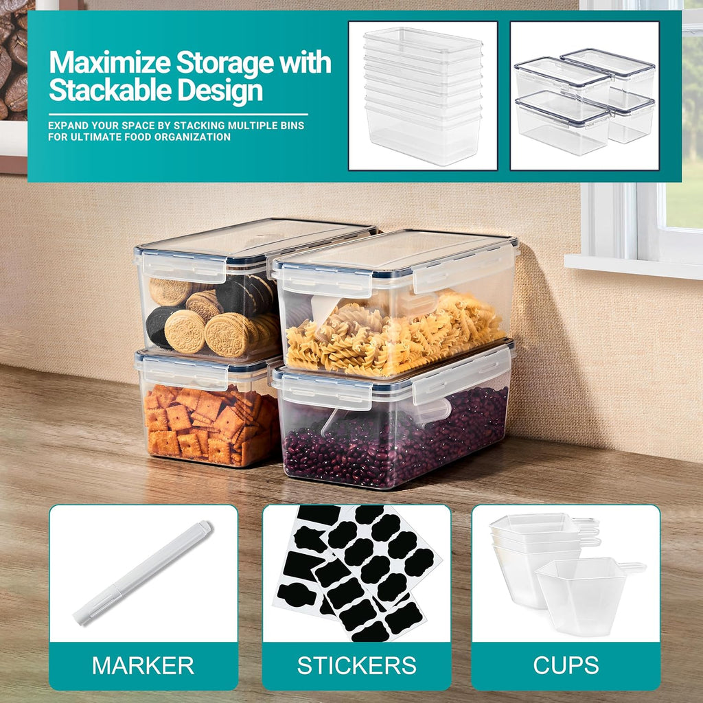 Airtight Food Storage Containers, Plastic Pantry Bins (8 Pack)