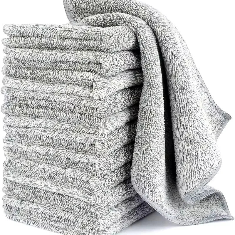Bamboo Charcoal Microfiber Dishcloths (1–100 PCS) – Thickened Super Absorbent Anti-Grease Kitchen Cleaning Cloths, Reusable Wiping Rags for Home Use