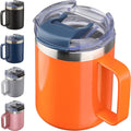 12Oz Insulated Travel Coffee Mug with Handle, Orange
