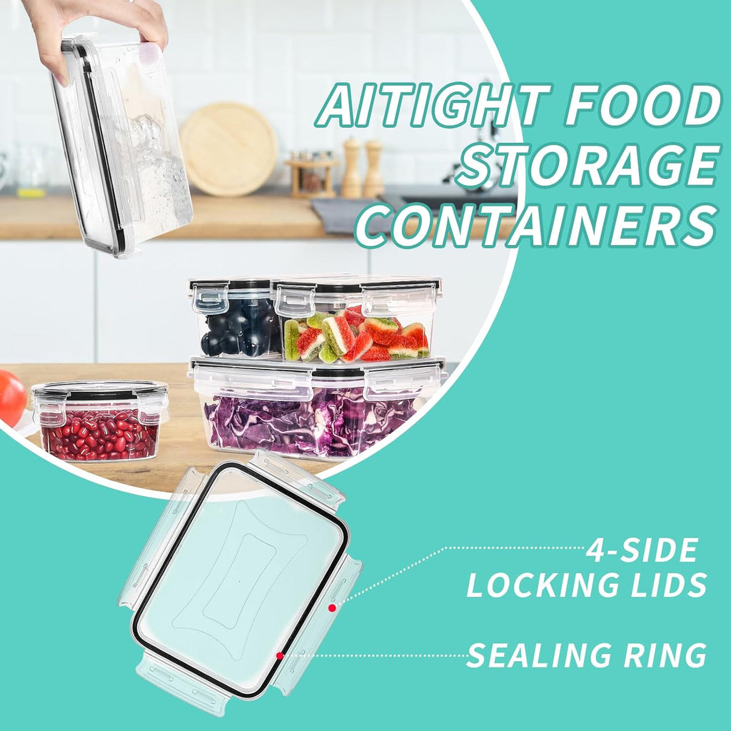 72 Piece Food Storage Containers Set with Airtight Lids (36 Containers & 36 Lids), Plastic Leak-Proof Kitchen Storage Containers for Pantry Organizers and Storage - Meal Prep, Lunch Containers