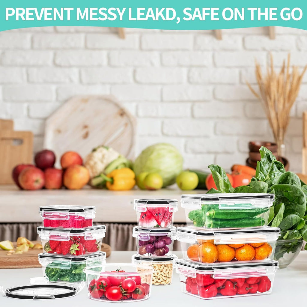 72 Piece Food Storage Containers Set with Airtight Lids (36 Containers & 36 Lids), Plastic Leak-Proof Kitchen Storage Containers for Pantry Organizers and Storage - Meal Prep, Lunch Containers