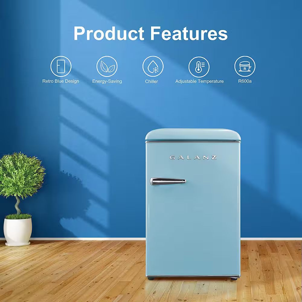 18 In. 2.5 Cu. Ft. Retro Single Door Refrigerator, Bebop Blue, Energy Star