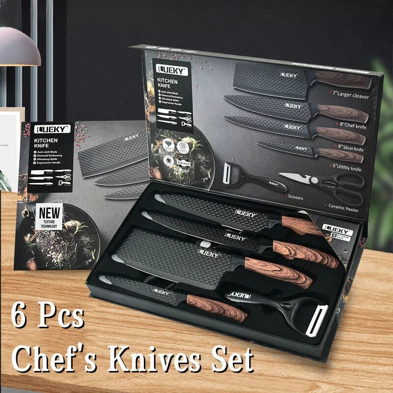 MDHAND Kitchen Knife Set Stainless Steel Knife, 6-Piece Kitchen Tool Set, Fruit Knife, Essential Cooking Tools for Restaurants