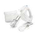 6-Speed Electric Hand Mixer with Whisk, Traditional Beaters, Snap-On Storage Case, 250 Watts, White