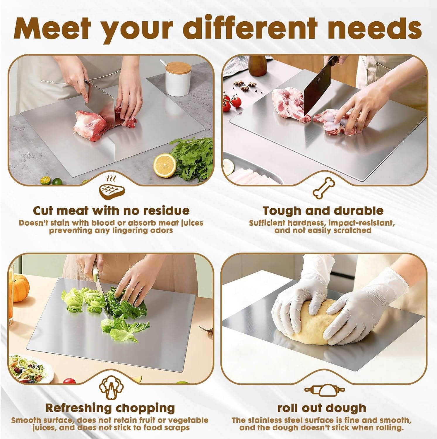 304 Stainless Steel Cutting Board, 15.7" X 11.8"