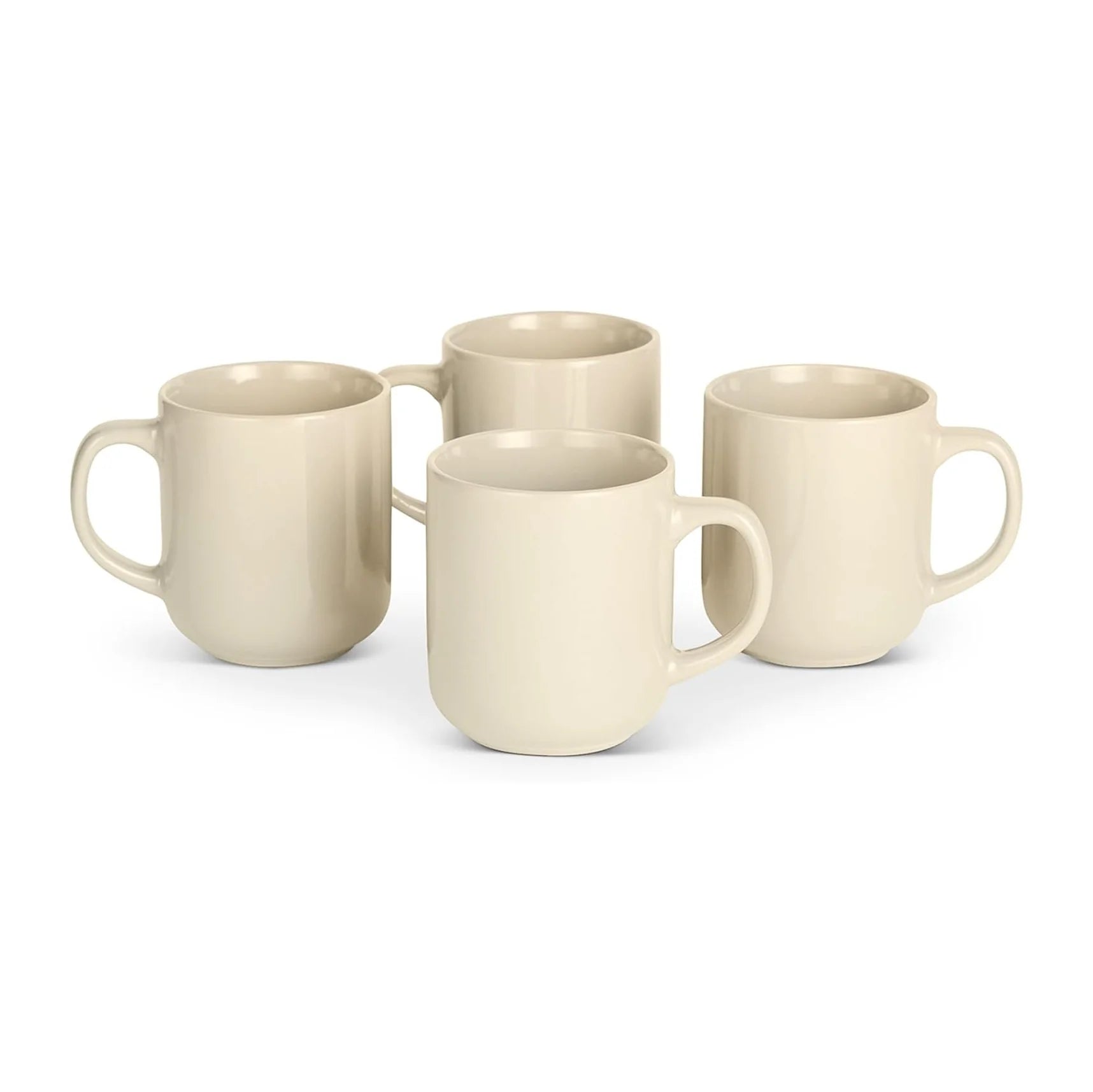 Glazed Stoneware Coffee Mugs, Ceramic 4-Piece Set, 16 Oz, Microwave and Dishwasher-Safe, Ivory