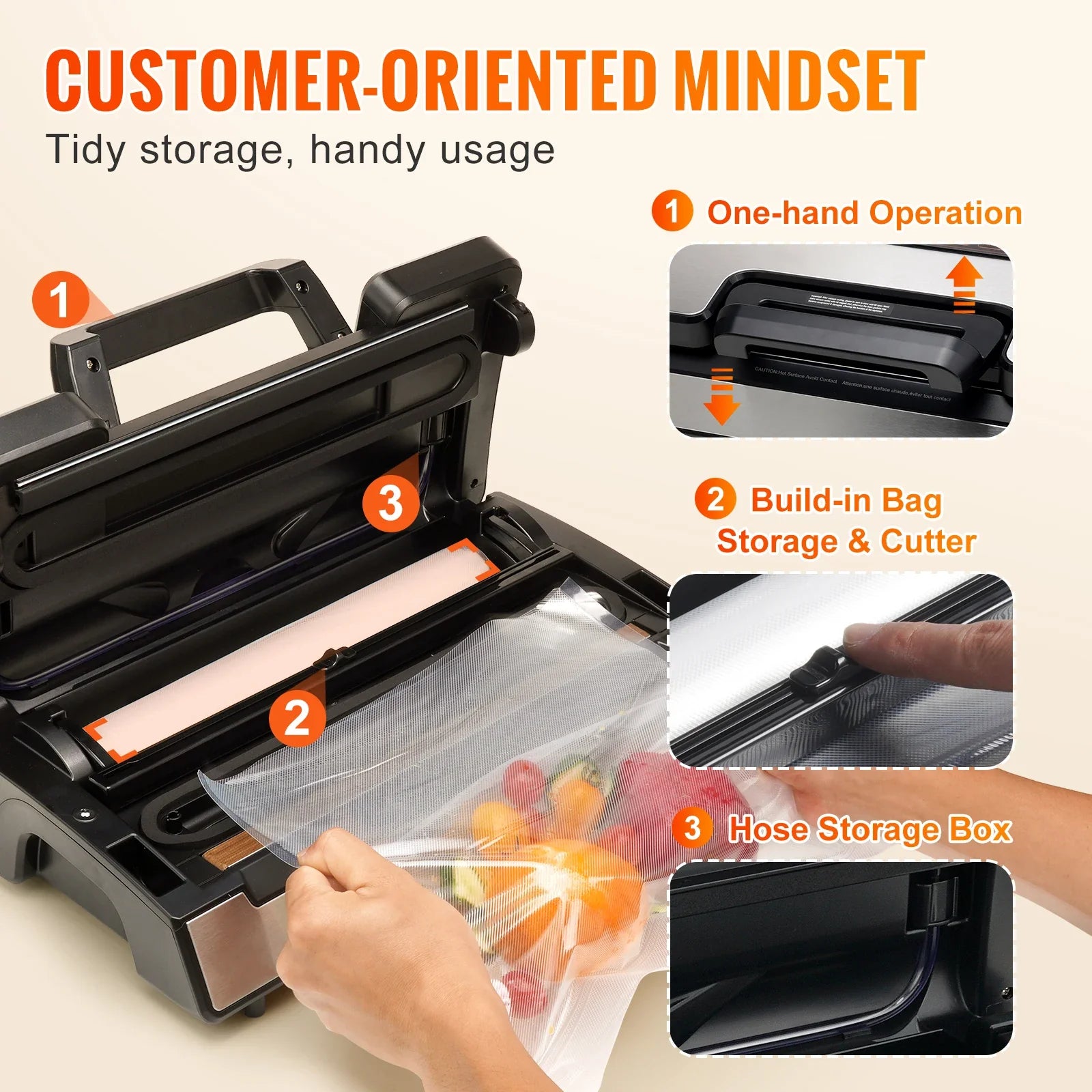Succebuy 90Kpa 130W Vacuum Sealer Food Packaging Machine with Free 10Pcs Vacuum Bags for Household Kitchen Vacuum Food Sealing