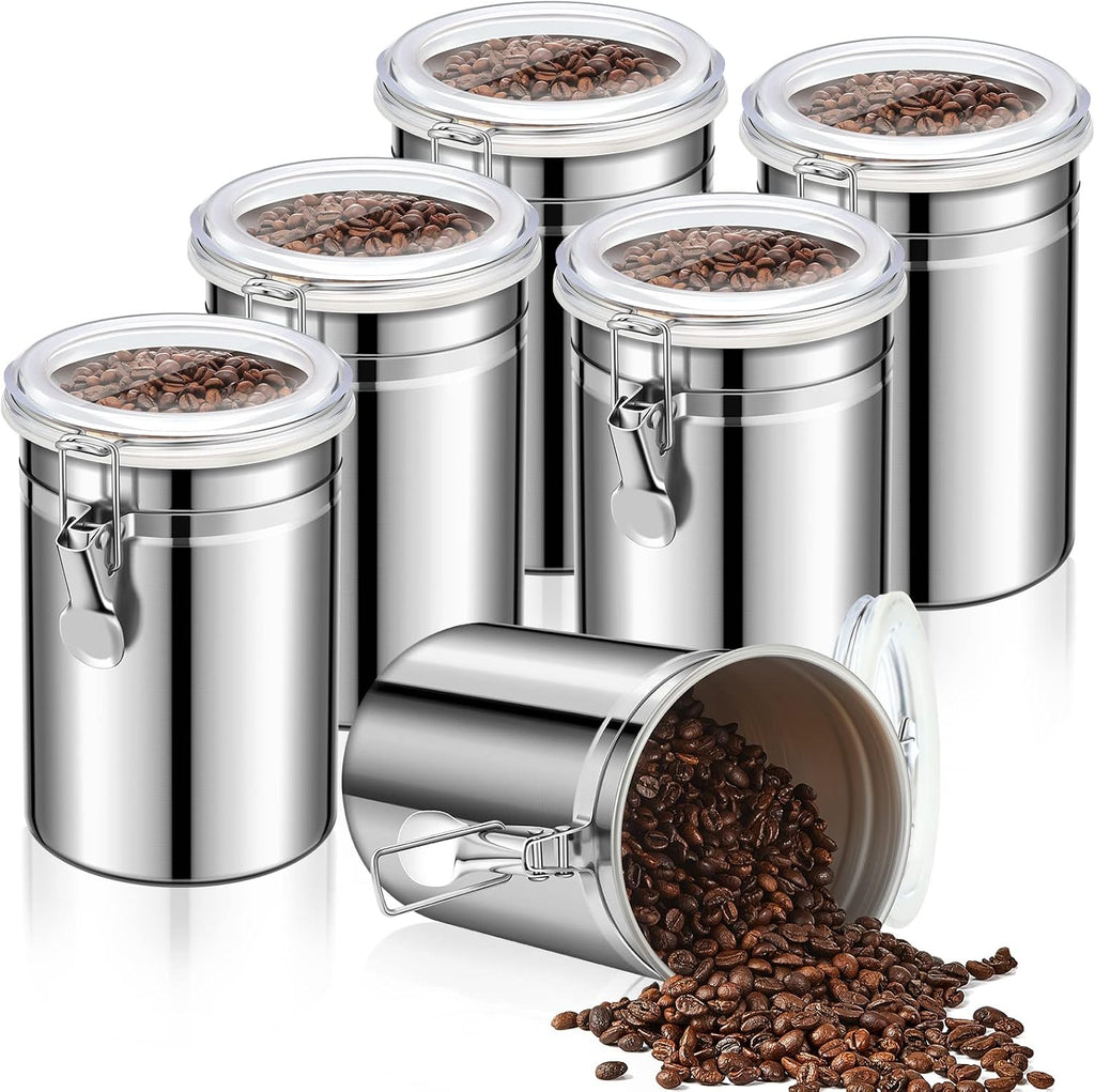 6 Pcs Stainless Steel Kitchen Canisters 62 Fl Oz