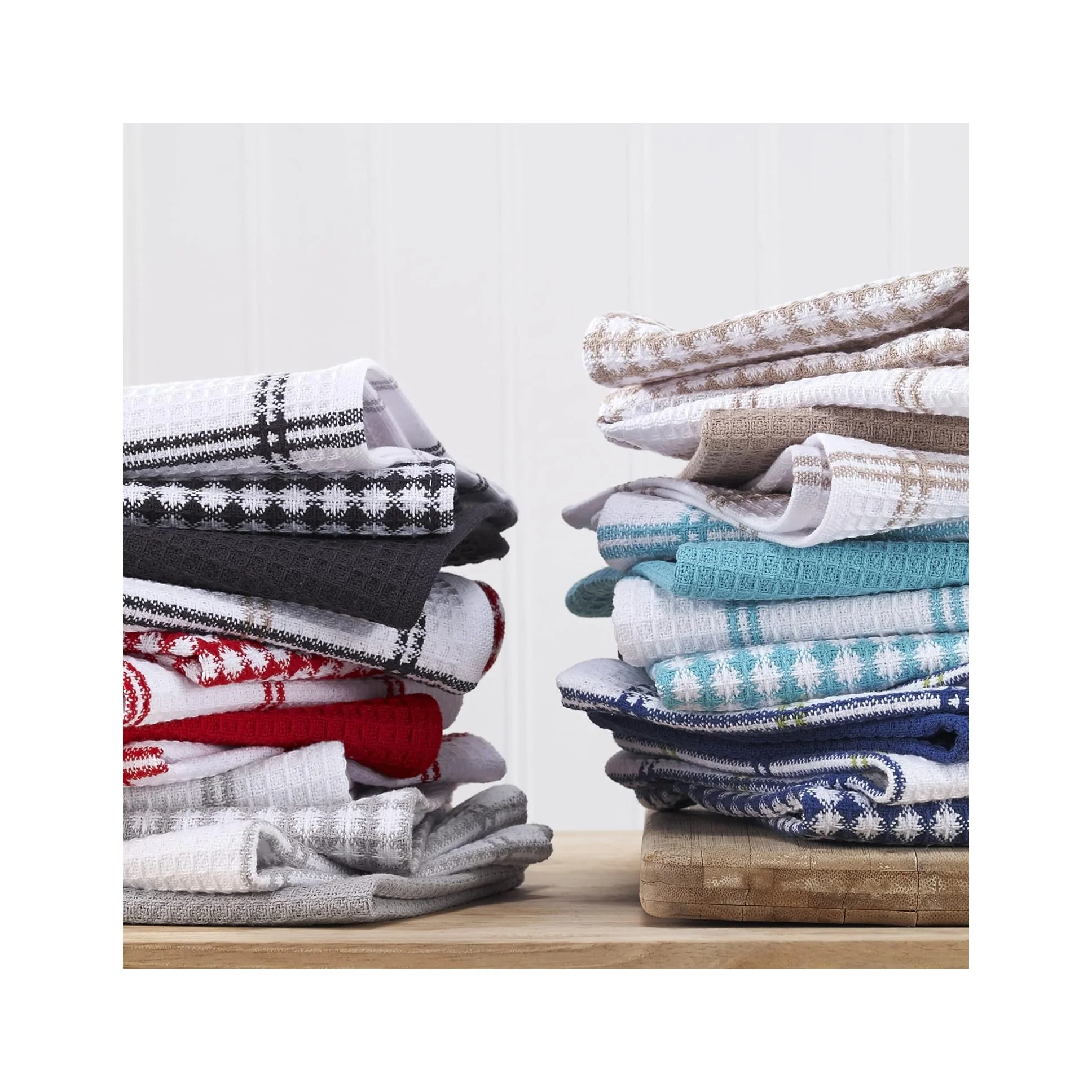 Premium Waffle Dish Cloths: Highly Absorbent, Super Soft Long Lasting - 100% Cotton, 12"X13" Flat Waffle Dish Towel for Cleaning & Drying Dishes, (4-Pack), Sand