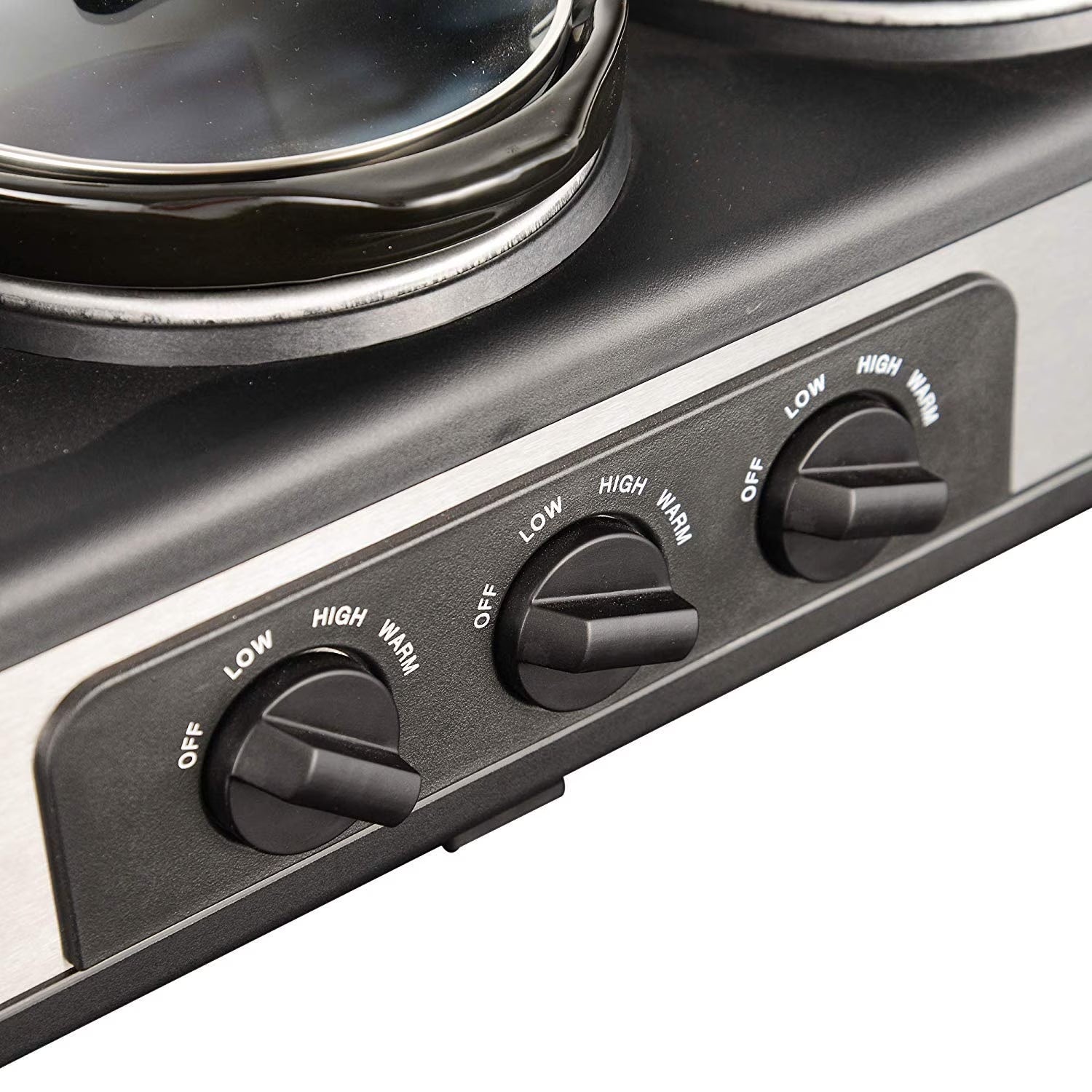 R 3X1.5 Quart 3 Basins Removable Ceramic Pots Food Warmer Stainless Steel Triple Slow Cooker Buffet Serve