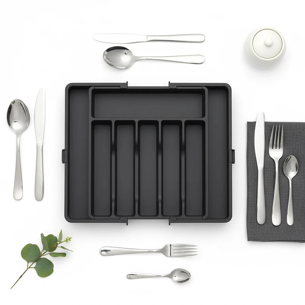 Expandable Cutlery Drawer Organizer – Adjustable Silverware Tray