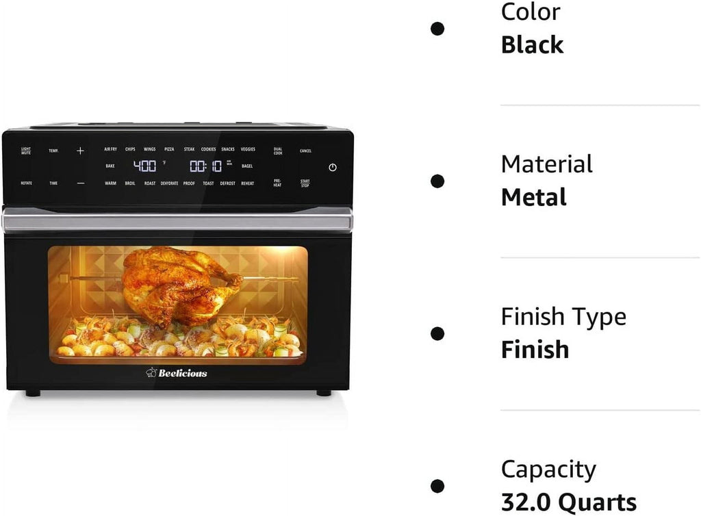 32-Qt Air Fryer Toaster Oven, 19-In-1 Convection Countertop Oven with Rotisserie & Dehydrator, 6 Accessories