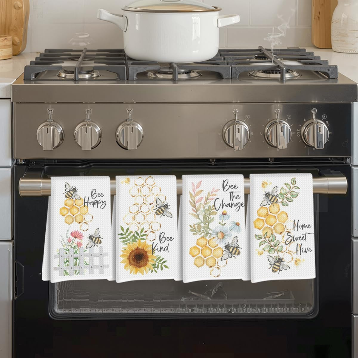 4 Pcs Funny Honey Bee Decor Kitchen Towels Dish Towels
