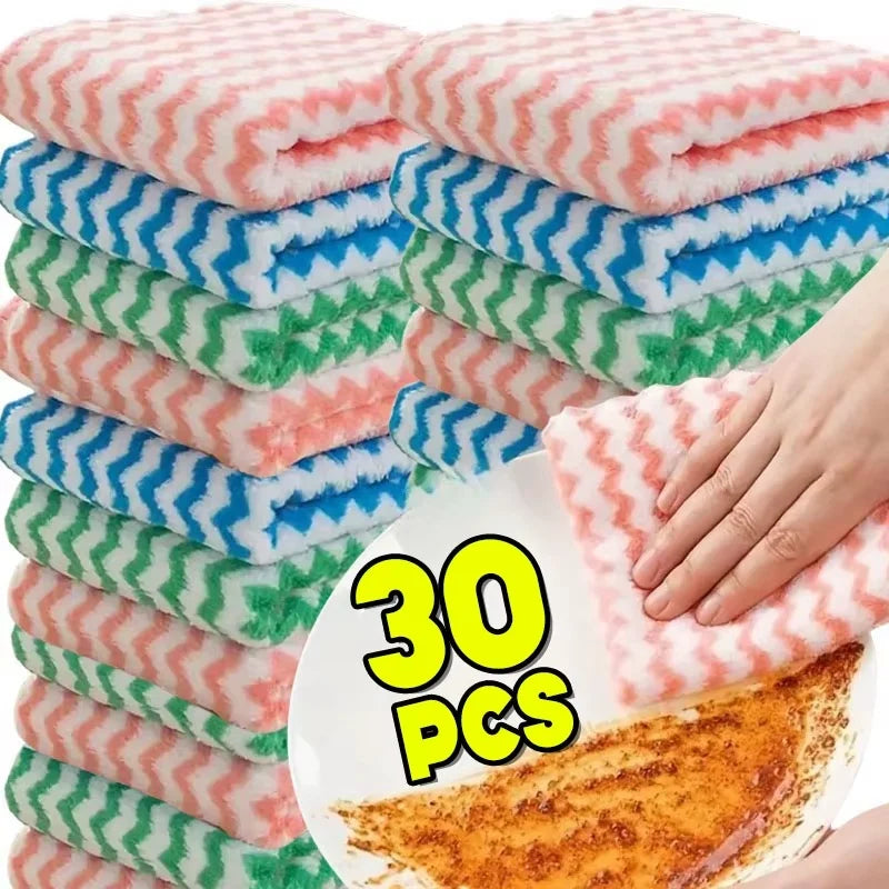 Coral Fleece Dishcloth Set (10/40 PCS) – Super Absorbent Thickened Kitchen Cleaning Cloths, Non-Scratch Wipe Towels for Dishes, Glass & Windows