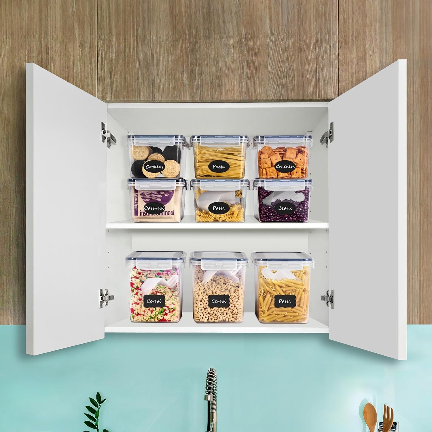 Airtight Food Storage Containers, Plastic Pantry Bins (8 Pack)
