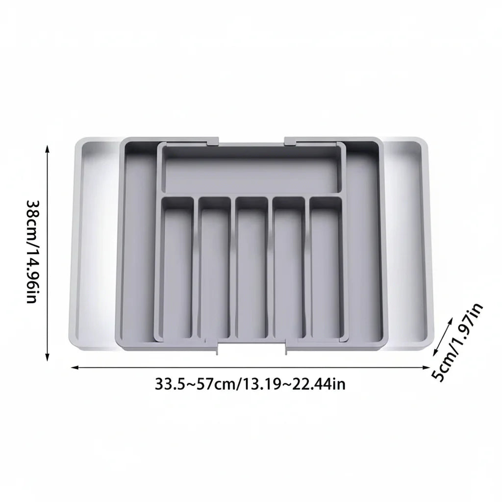 Expandable Cutlery Drawer Organizer – Adjustable Silverware Tray